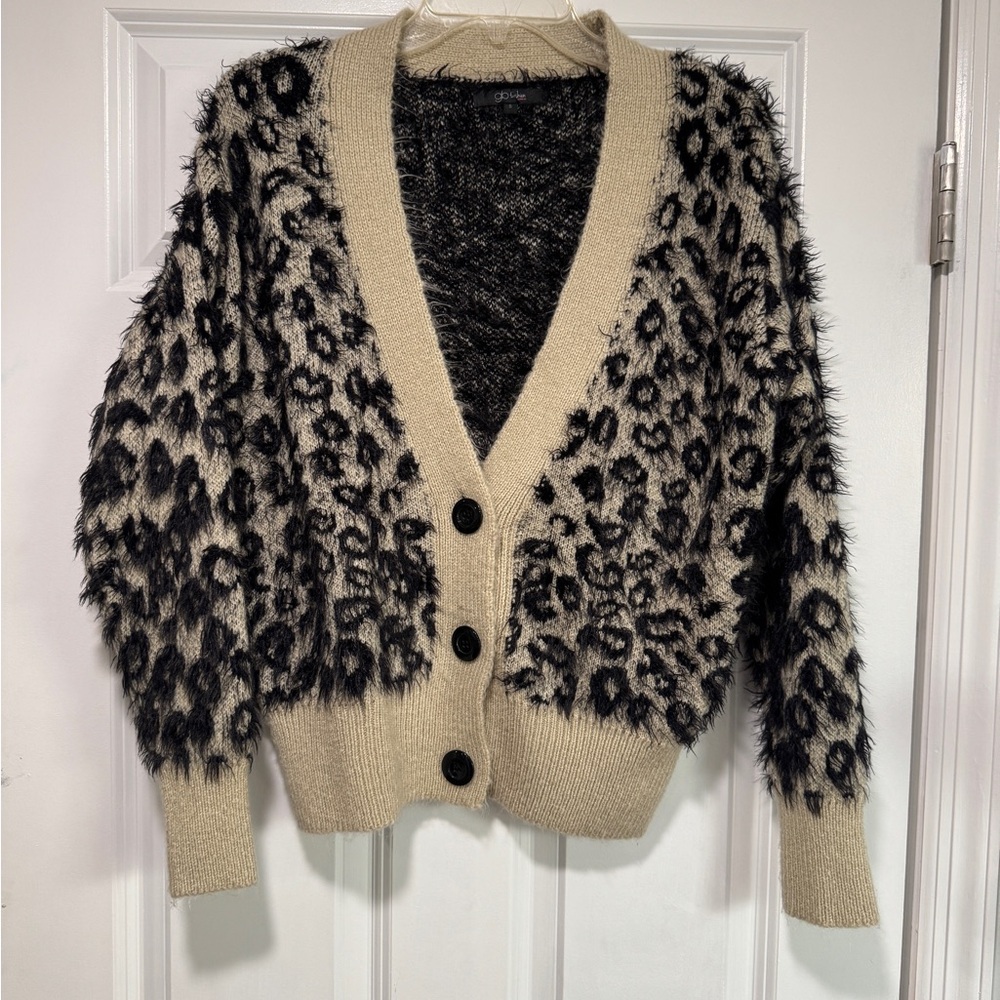 Leopard Print Button-Up Sweater